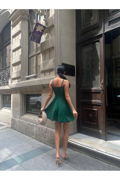 Modafeminen Φόρεμα Crepe με λεπτομέρεια στο στήθος 58806 Emerald
