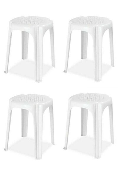 Papatya Plastik Tabure 4 Lü Takım Inci Tabure