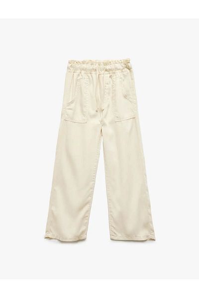 Koton Pocket Detailed Parachute Beige Girl's Jean Trousers 5Skg40070Ad