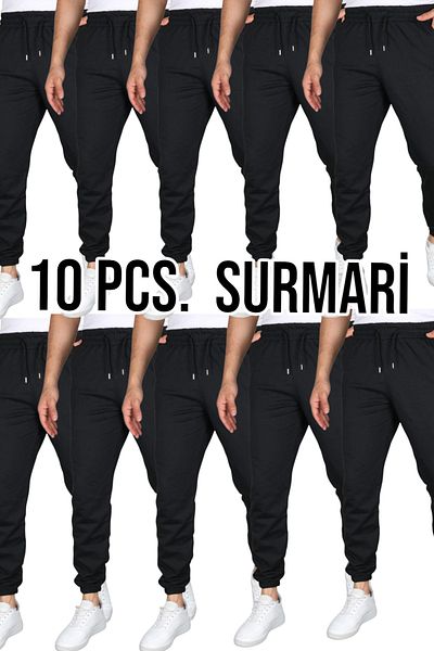 SURMARİ 10 τεμ. Unisex κανονικό μαύρο φούτερ με ελαστικά πόδια