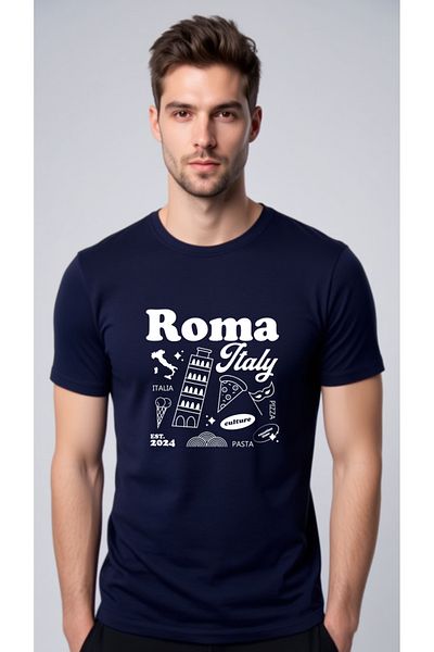 Let's Wear Ανδρικό μπλουζάκι Roma από 100% οργανικό βαμβάκι Basic πλεκτό Navy Blue