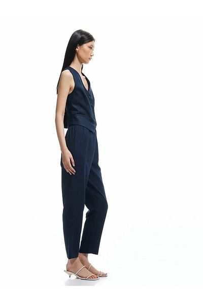 Koton Pantaloni de damă cu buzunar cu croiala confortabilă, albastru bleumarin, 5sak40084pw