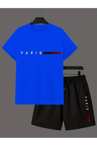 Minikelya Men's Paris Logo Comfortable Sports Set