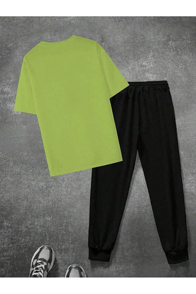 PENTHİLUS Tricou cu mânecă scurtă pentru bărbați, pantaloni și cămașă casual cu imprimeu englezesc Paris