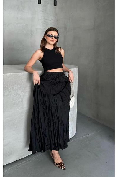 FLEX FASHION Fusta de damă, micro lungă, încrețită, cu talie elastică