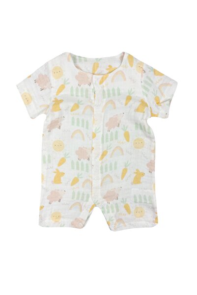 Flexibaby Natural Short Muslin Short Baby Boy Jumpsuit Ecru