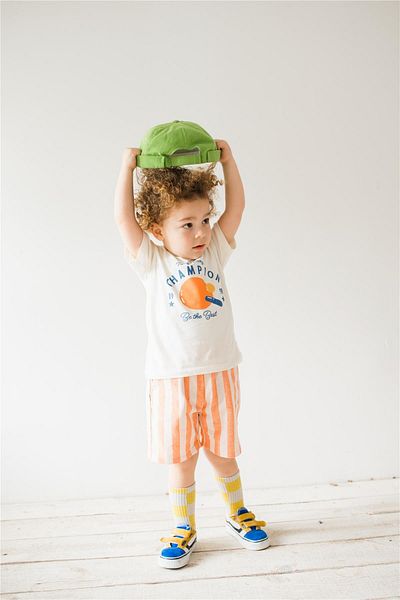 miabambim   Baby Boy T-Shirt for Orange Line Shorts Set