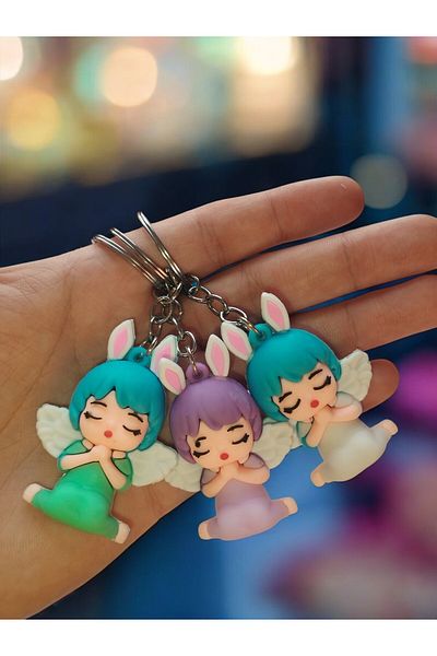 VerdeHome Set of 3 Angel 3D Silicone Keychains Colorful Themed Silicone Hanging Keychains
