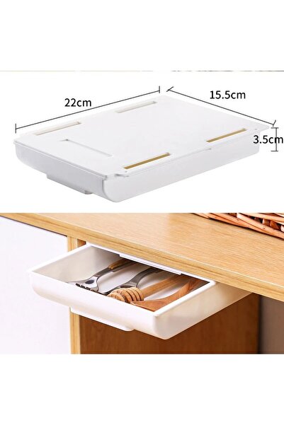 GELDİMİCOM Büyük Boy Gizli Çekmece Masa Altı Yapışkanlı Makyaj Kutusu Para Saklama Kalem ,fırça Takı Organizeri
