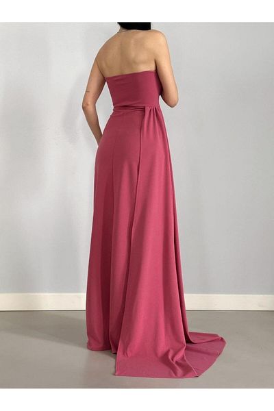 Modafeminen Βραδινό φόρεμα Fulya Strapless Slit Rosekurusu 582467