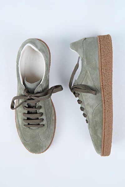 Krahe Ανδρικά παπούτσια Palminteri από γνήσιο δέρμα με κορδόνια πράσινα