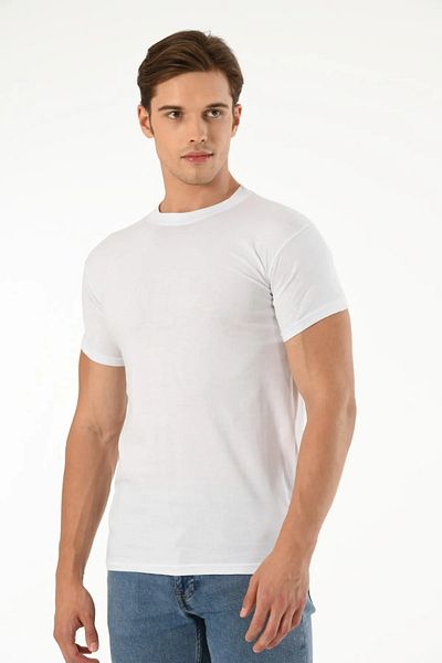 Mfö Life İç Giyim 6 Pieces Men's Crew Neck Short Sleeve Undershirt Socks Quality 100% Cotton