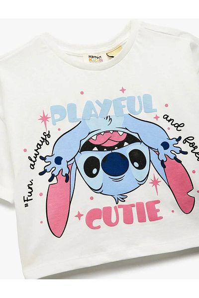 Koton Cotton Crew Neck Short Sleeve Licensed Stitch Printed T-Shirt