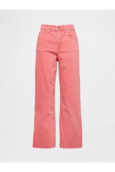 GAP Kadın Pembe High Rise Stride Wide-Leg Ankle Jean Pantolon