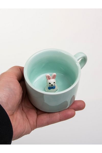 MUKKO HOME Porcelain Mug with 3D Cute Animal Figure 230 ml Mint Color Coffee Tea Cup