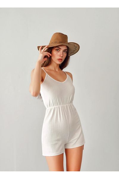 Friday Mood Women's Elastic Waist Strap Shorts Jumpsuit