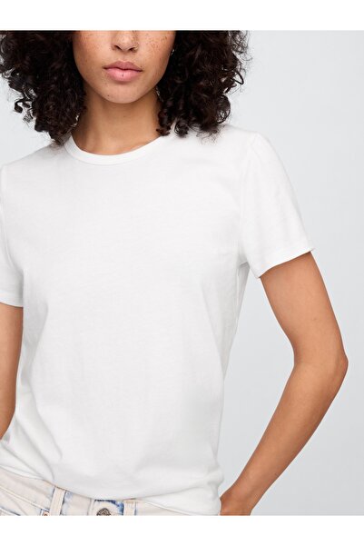 GAP Kadın Beyaz Favorite Bisiklet Yaka T-Shirt
