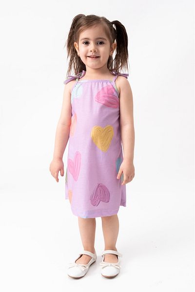 BUUFUU SUSPENDER BINDED PRINTED GIRL'S DRESS