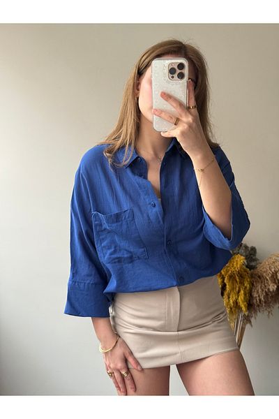 POP STORY Cămașă de damă oversize din bumbac 100% bumbac