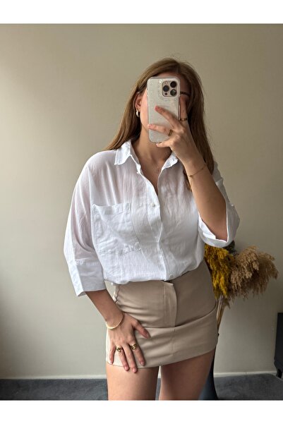 POP STORY Women's Oversize Cotton Women's Shirt 100% Cotton