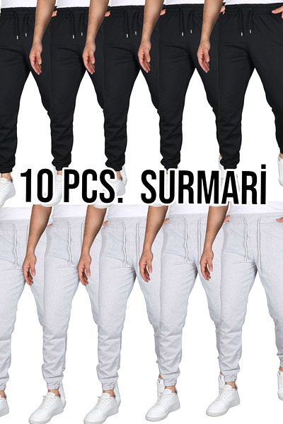 SURMARİ 10 τεμ. Unisex κανονικό μαύρο και γκρι φούτερ με ελαστικά πόδια