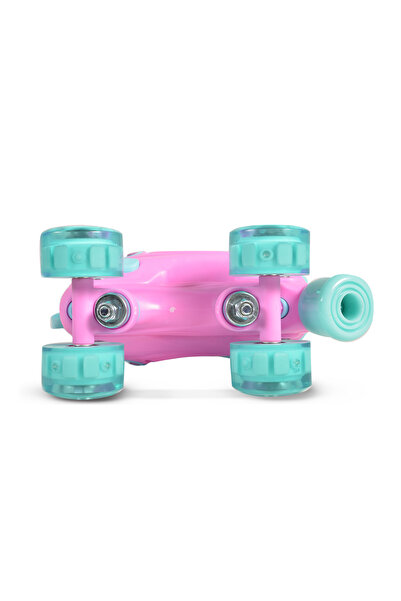 OEM Byox Ariel Pink Blue Girls' Roller Skates, Adjustable Sizes 34-37, LED Wheels