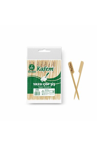 KAFEM Flat Bamboo Presentation Toothpick 9 Cm 50 Pieces