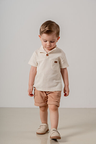 bombe Baby Kids Brown Cotton Shorts 2-Piece Comfortable Set Trend Fashion Bottom Top Set