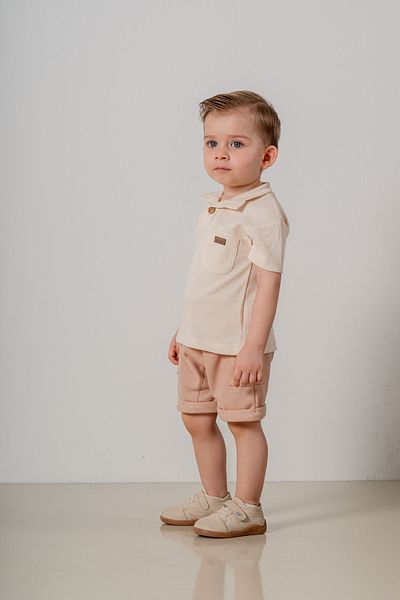 bombe Baby Kids Natural Cotton Shorts 2-Piece Comfortable Set Trend Fashion Bottom Top Set