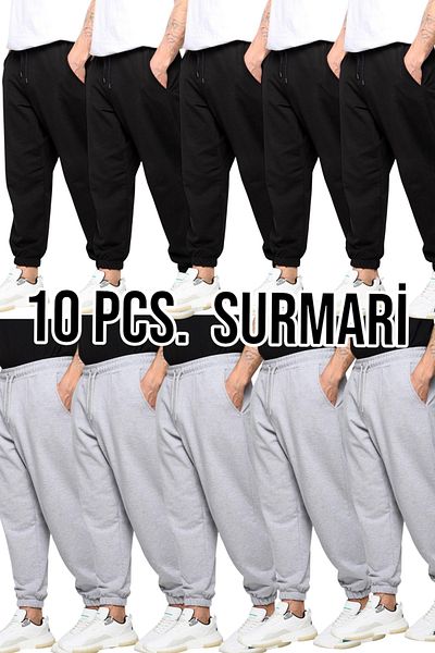 SURMARİ 10 τεμ. Unisex κανονικό μαύρο και γκρι φούτερ με ελαστικά πόδια