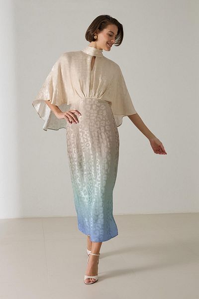Setre Beige Patterned Dress with Waistband