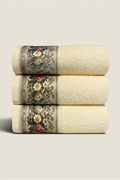 Ellaline 100% Cotton Certified Fiore Set of 3 Floral Print Towel 50X90Cm