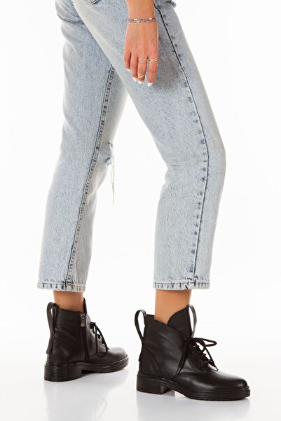 inyola Kadın Hakiki Deri Fermuarlı Bağcıklı Bot 5091