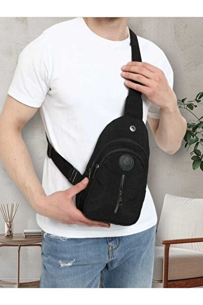 La'Graccia Unisex Krinkıl Siyah Çapraz Askılı Omuz Ve Bel Çantası