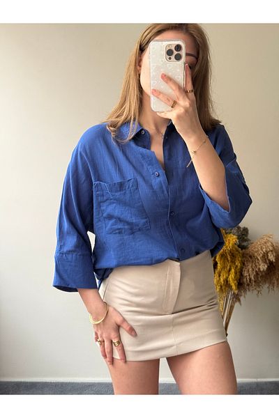 POP STORY Cămașă de damă oversize din bumbac 100% bumbac