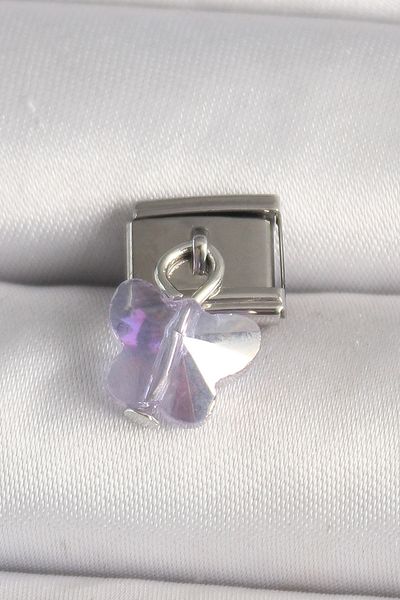 BESKAR 316L Steel Silver Color Purple Zircon Stone Nomination Charm