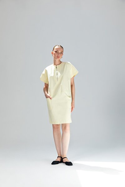 KAMEYA FERMUAR DETAY CEPLİ MİNİ ELBİSE 25S40737