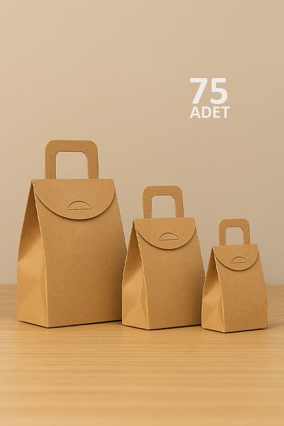 OLİ Art 3'Er Set Handle Bag Kraft Handle 75 Pieces + Henna Cookie and Gift Package