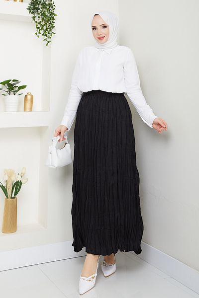 Pamuk Butik Women's Elastic Waist Crush Crinkle Skirt