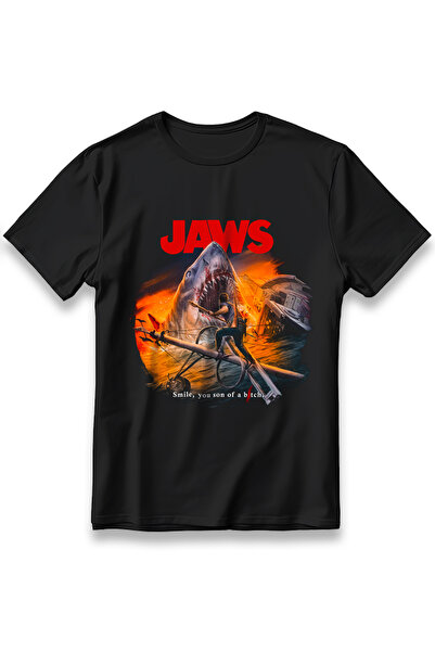 EZG Business Μπλουζάκι με σχέδιο της ταινίας JAWS, Unisex, 100% Βαμβακερό, Άν...