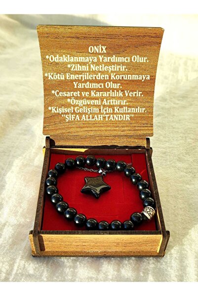 BaharEli Natural Onix Stone Necklace and Bracelet Set in Special Box