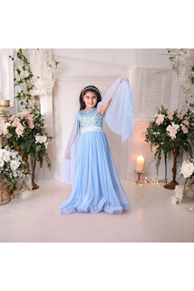 Ahsenimbebe Рокля с дълги ръкави от тюл с пайети