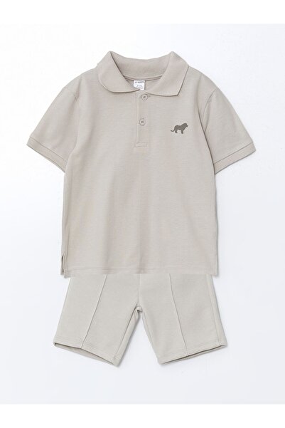 LC Waikiki Παιδικό μπλουζάκι και σορτς LCW με γιακά πόλο για αγόρια, σετ 2 τε...