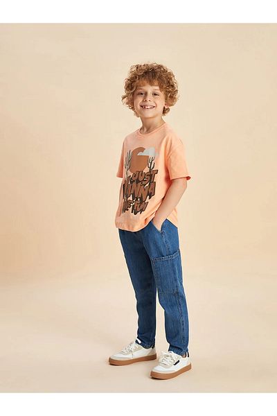 LC Waikiki Pantaloni de jeans Jogger pentru băieți cu talie elastică