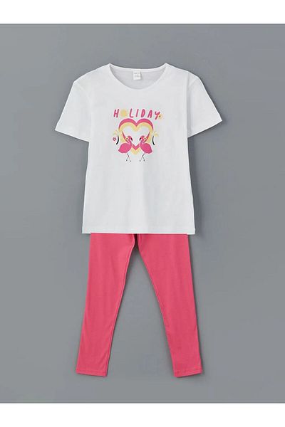LC Waikiki Lcw Kids Printed Girl's T-Shirt and Leggings 2-Pack