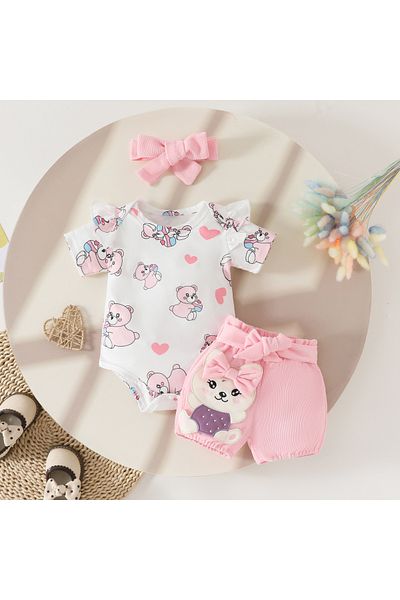 nannie Pink Set For Girls 3 Pieces Adelina - 3-6 Months