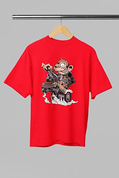 Butik TRIOCĂ CU MÂNĂ SCURTĂ CU Gât rotund, IMPRIMAT TRANSFER, bumbac 100% LU MOTORCYCLE MONKEY, PENTRU FEMEI/BĂRBAȚI