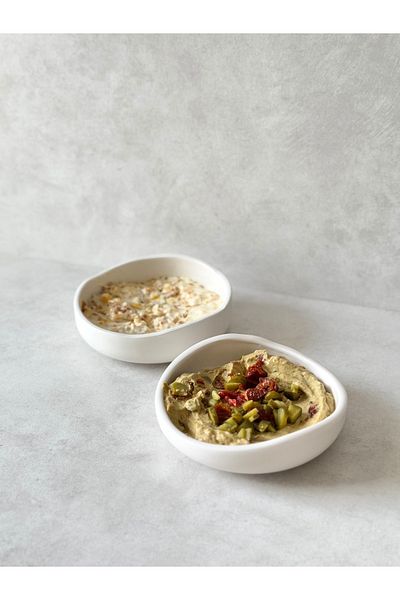 Dekorzdükkan Set of 2 Ceramic Amorphous Appetizer Plates (15 cm)