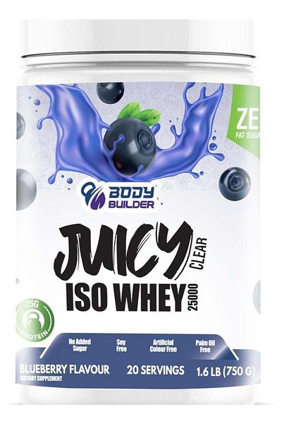 Body Builder Juicy Clear ISO Whey Protein ultra-pure clear whey protein isolate Blueberry 1.6 lb - 2
