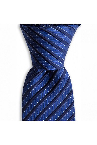 1001 Kravat 7 cm Wide Navy Blue Striped Silk Tie